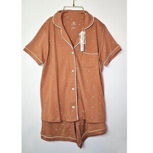NWT!! Faherty x Roller Rabbit Polo Pajama Set Top & Shorts L Camel